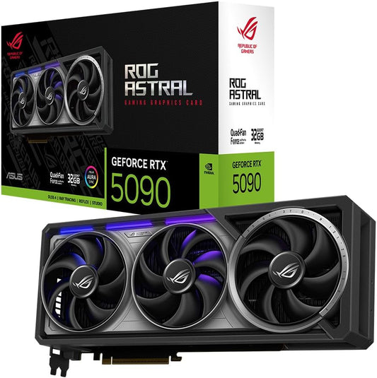 ASUS ROG Astral GeForce RTX 5090 32GB GDDR7 Gaming Grafikkarte (Nvidia GeForce RTX5090, Vier Lüfter, 3.8-Slot-Design, PCIe 5.0, 2X HDMI 2.1b, 3X DisplayPort 2.1a, ROG-ASTRAL-RTX5090-32G-GAMING)