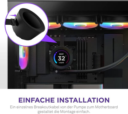 NZXT Kraken Elite 360 RGB - RL-KR36E-B1-360mm AIO CPU Wasserkühlung - 2,36" LCD Display 640x640-3x120mm Core Fans - EIN Breakoutkabel zur einfachen Installation - anpassbar durch NZXT CAM, Schwarz