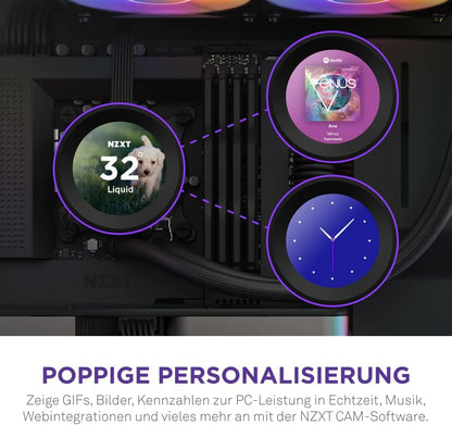 NZXT Kraken Elite 360 RGB - RL-KR36E-B1-360mm AIO CPU Wasserkühlung - 2,36" LCD Display 640x640-3x120mm Core Fans - EIN Breakoutkabel zur einfachen Installation - anpassbar durch NZXT CAM, Schwarz
