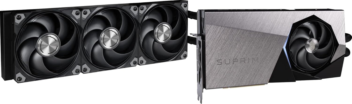 MSI GeForce RTX 5090 32G SUPRIM Liquid SOC — 32GB GDDR7 (28Gbps/512-bit), PCIe 5, Boost: 2565 MHz, Wasserkühlung, HDMI 2.1b, DisplayPort 2.1b