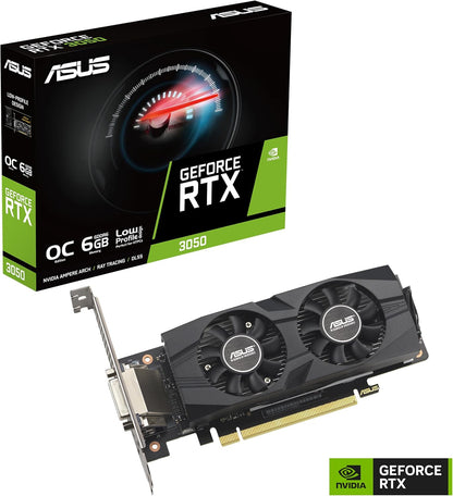 ASUS GeForce RTX 3050 LP BRK OC Edition 6GB GDDR6 Gaming Grafikkarte (Nvidia RTX3050, PCIe 4.0, 1x DVI-D, 1x HDMI 2.1, 1x DisplayPort 1.4a, RTX3050-O6G-LP-BRK)
