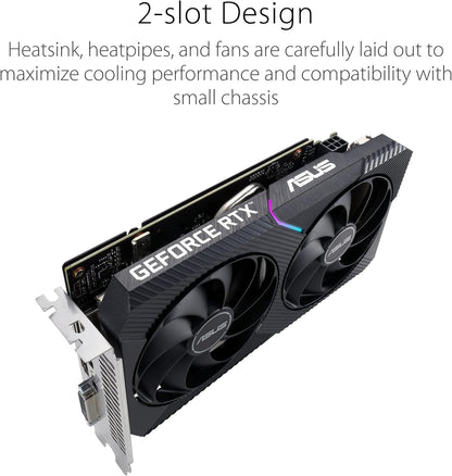 ASUS Dual GeForce RTX 3050 V2 OC Edition 8GB GDDR6 Gaming Grafikkarte (Nvidia RTX3050 V2, PCIe 4.0, HDMI 2.1, DisplayPort 1.4a, DUAL-RTX3050-O8G-V2)