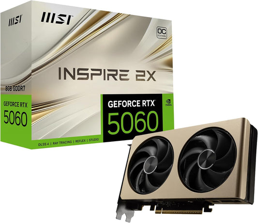 MSI GeForce RTX 5060 8G Inspire 2X OC - 8GB GDDR7 (28Gbps/128-bit), PCIe 5, Boost: 2535 Hz, HDMI 2.1b, DisplayPort 2.1b