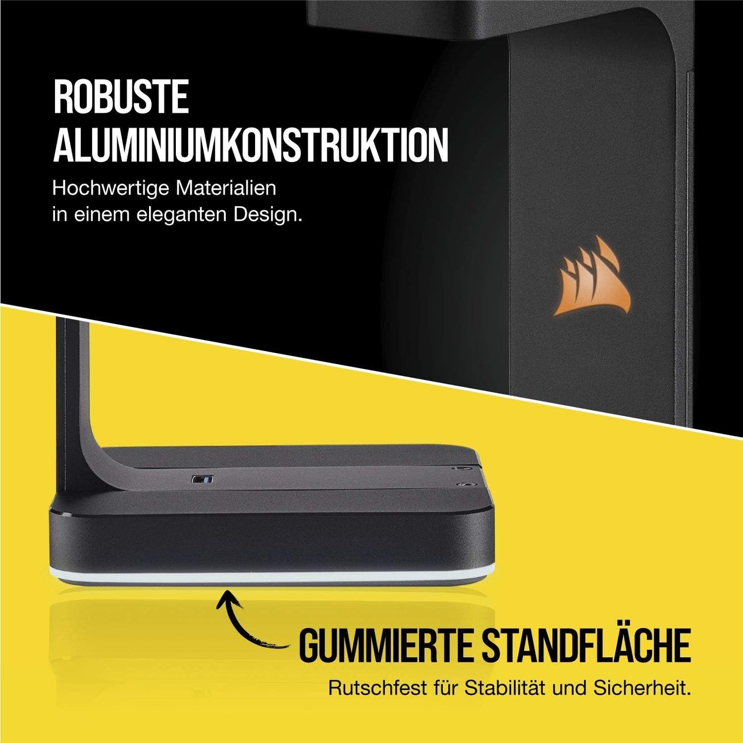 Corsair ST100 Premium Kopfhörer-Ständer (2x USB 3.1, Aluminium, 7.1 Dolby Audio Ausgang) schwarz