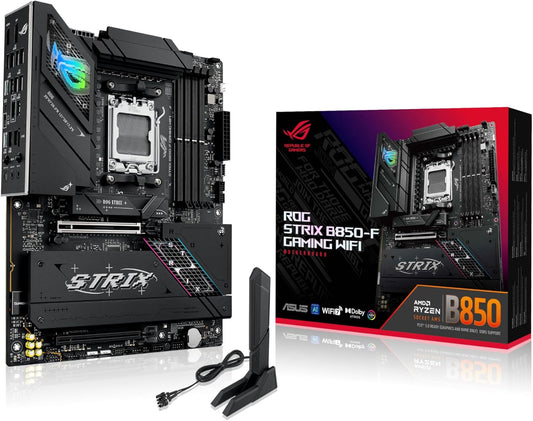 ASUS ROG Strix B850-F Gaming WiFi Mainboard Sockel AMD AM5 (AMD B850, ATX, DDR5 Speicher, PCIe 5.0, WiFi 7, 2X PCIe 4.0 M.2, Aura Sync)
