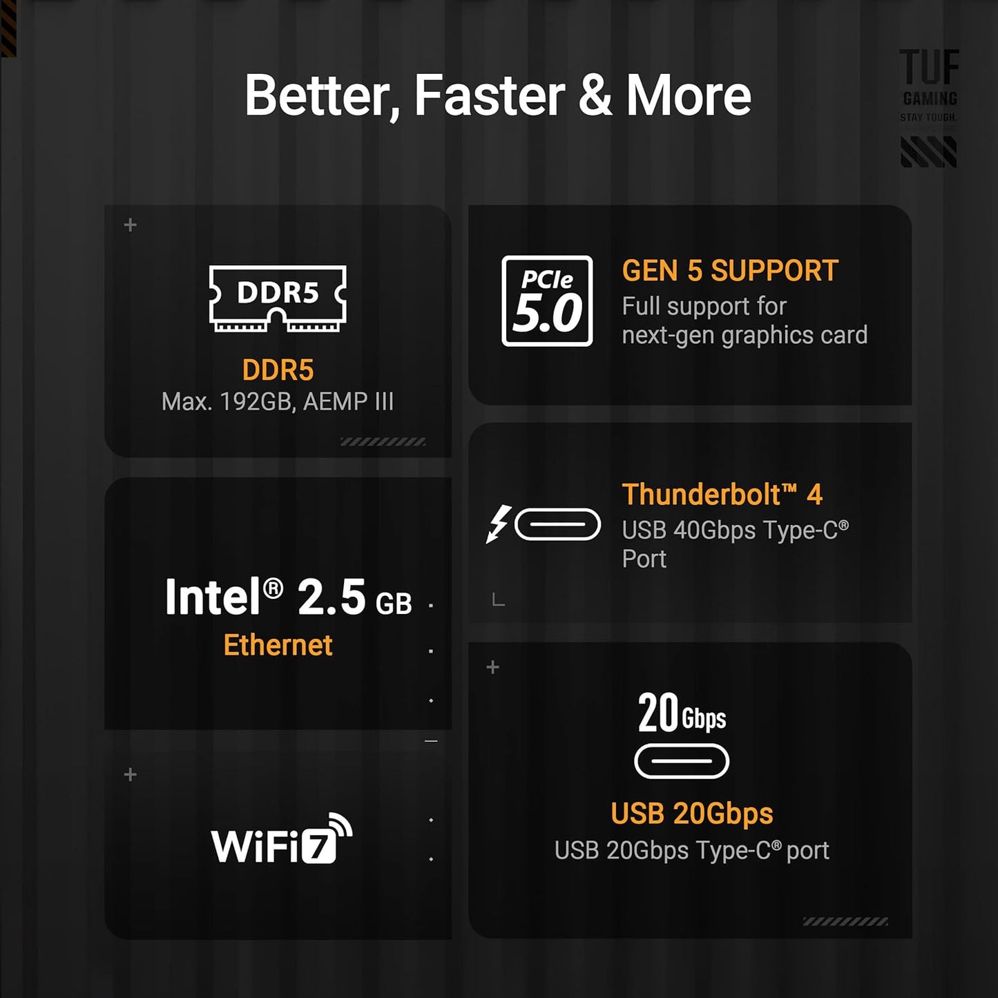 ASUS TUF Gaming Z890-PLUS WiFi Mainboard Sockel Intel LGA 1851 (ATX, PCIe 5.0, DDR5, DisplayPort, HDMI, Thunderbolt 4, 4X M.2, WiFi 7, Q-Release, Aura Sync)