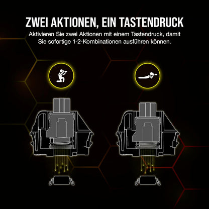 CORSAIR K70 MAX RGB Magnetisch-Mechanische Kabelgebundene Gaming-Tastatur - MGX Einstellbare Schalter, SOCD und Rapid Trigger, PBT Double-Shot-Tastenkappen, Schalldämpfung, 8000Hz, QWERTZ DE - Grau