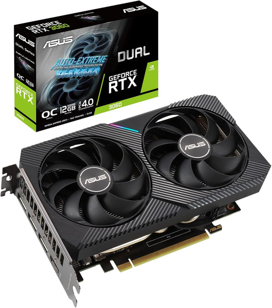 ASUS GeForce Dual RTX 3060 12GB V2 OC Edition Gaming Grafikkarte (GDDR6 Speicher, PCIe 4.0, 1x HDMI 2.1, 3x DisplayPort 1.4a, DUAL-RTX3060-O12G-V2)