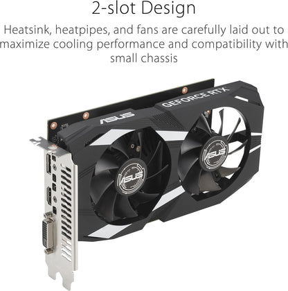 ASUS Dual GeForce RTX 3050 OC Edition 6GB GDDR6 Gaming Grafikkarte (Nvidia GeForce RTX3050 DLSS, PCIe 4.0, 1x HDMI 2.1a, 1x DisplayPort 1.4a, DUAL-RTX3050-O6G)
