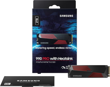 Samsung 990 PRO NVMe M.2 SSD mit Heatsink, 2 TB, PCIe 4.0, 7.450 MB/s Lesen, 6.900 MB/s Schreiben, Interne SSD für PC-/Konsolen-Gaming und Videobearbeitung, MZ-V9P2T0CW