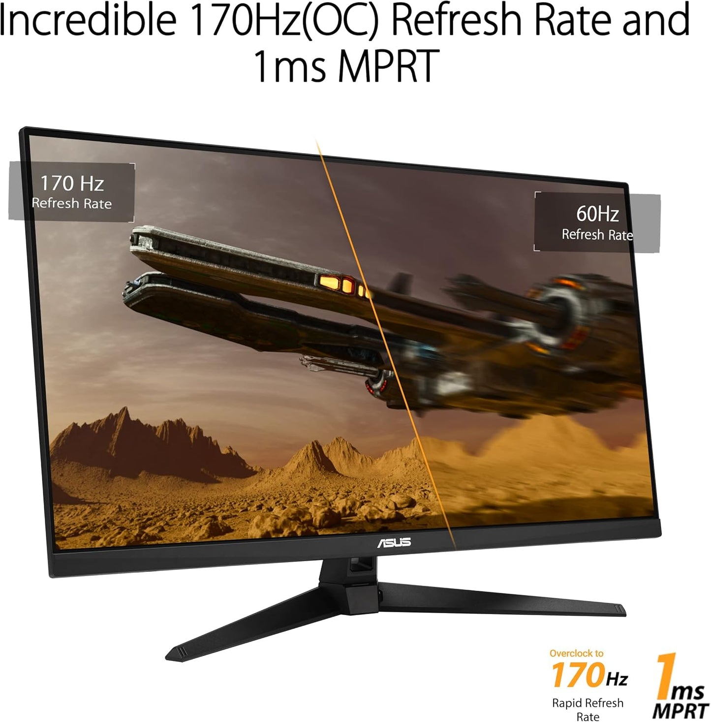 ASUS TUF Gaming VG32AQA1A- 31,5 Zoll WQHD Monitor - 170 Hz, 1ms GtG, FreeSync Premium & G-Sync kompatibel, DisplayHDR 400 - Fast IPS Panel, 16 9, 2560x1440, DP, HDMI, USB, ergonomisch, Speaker