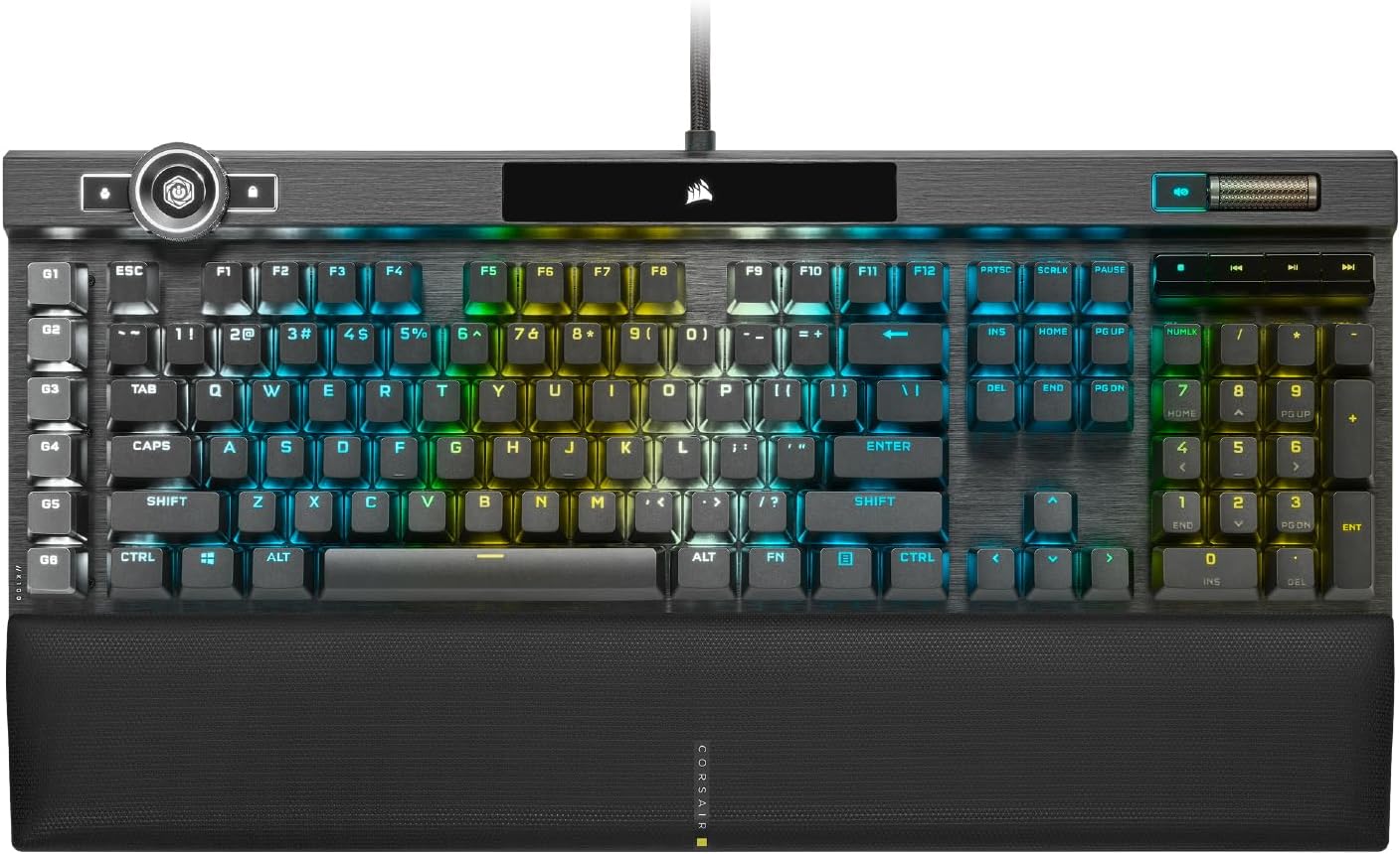 CORSAIR K100 RGB Optisch-Mechanische Kabelgebundene Gaming-Tastatur - OPX Linear-Schalter - PBT Double-Shot Tastenkappen - Elgato Stream Deck & iCUE Kompatibel - PC, Mac, Xbox - QWERTZ DE - Schwarz