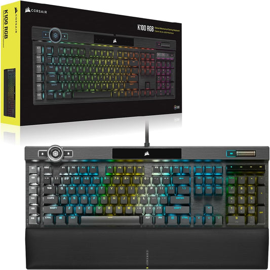 CORSAIR K100 RGB Optisch-Mechanische Kabelgebundene Gaming-Tastatur - OPX Linear-Schalter - PBT Double-Shot Tastenkappen - Elgato Stream Deck & iCUE Kompatibel - PC, Mac, Xbox - QWERTZ DE - Schwarz