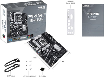 ASUS Prime B760-PLUS Intel B760 (13. und 12. Generation) LGA1700 ATX Motherboard PCIe 5.0, DDR5, 3X PCIe 4.0 M.2 Slots, 2,5 GB LAN, DP, HDMI, USB 3.2 Gen 2x2 Typ-C, Front USB 3.2 Gen 1 Type-C,