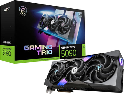 MSI GeForce RTX 5090 32G Gaming Trio OC — 32GB GDDR7 (28Gbps/512-bit), PCIe 5, Boost: 2482 MHz, HDMI 2.1b, DisplayPort 2.1b
