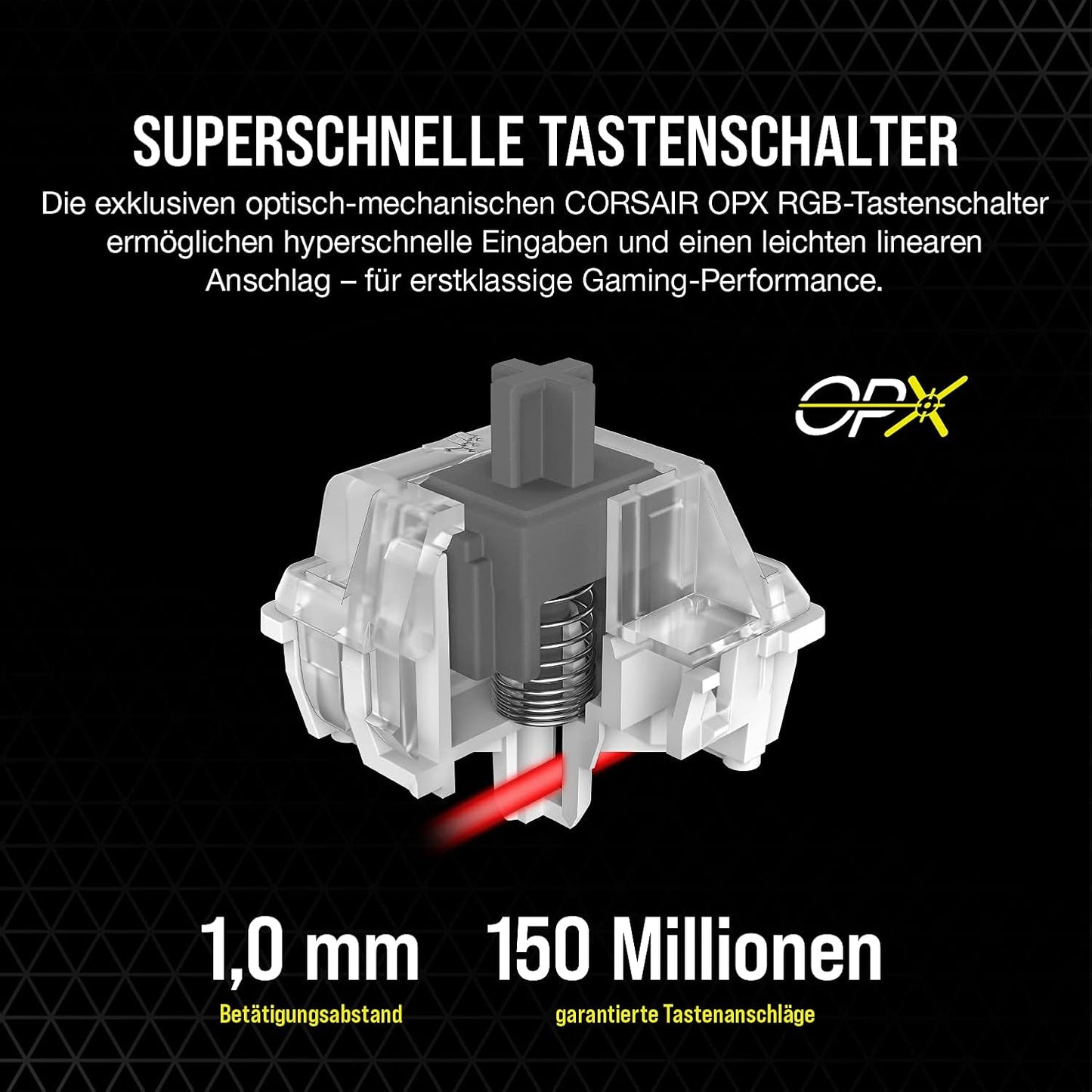 CORSAIR K100 RGB Optisch-Mechanische Kabelgebundene Gaming-Tastatur - OPX Linear-Schalter - PBT Double-Shot Tastenkappen - Elgato Stream Deck & iCUE Kompatibel - PC, Mac, Xbox - QWERTZ DE - Schwarz
