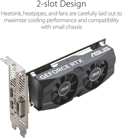ASUS GeForce RTX 3050 LP BRK OC Edition 6GB GDDR6 Gaming Grafikkarte (Nvidia RTX3050, PCIe 4.0, 1x DVI-D, 1x HDMI 2.1, 1x DisplayPort 1.4a, RTX3050-O6G-LP-BRK)