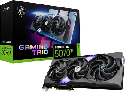 MSI GeForce RTX 5070 Ti 16G Gaming Trio OC — 16GB GDDR7 (28Gbps/256-bit), PCIe 5, Boost: 2572 MHz, HDMI 2.1b, DisplayPort 2.1b