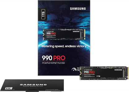 Samsung 990 PRO NVMe M.2 SSD , 1 TB, PCIe 4.0, 7.450 MB/s Lesen, 6.900 MB/s Schreiben, Interne SSD für Gaming und Videobearbeitung, Schwarz, MZ-V9P1T0BW