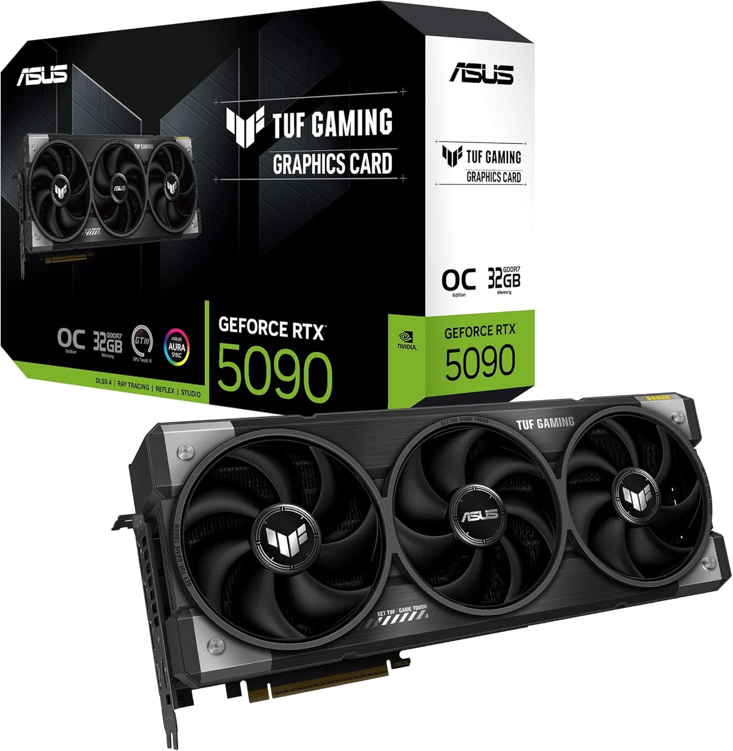 ASUS TUF Gaming GeForce RTX 5090 OC Edition 32GB GDDR7 Gaming Grafikkarte (Nvidia GeForce RTX5090, 3,6 Slot Design, PCIe 5.0, 2X HDMI 2.1b, 3X DisplayPort 2.1a, TUF-RTX5090-O32G-GAMING)