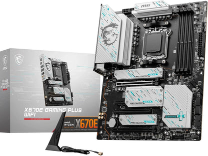 MSI X670E Gaming Plus WiFi Mainboard, ATX - Unterstützt AMD Ryzen 7000 Prozessoren, AM5-14 Duet Rail 80A SPS, DDR5 7800 MHz/OC, PCIe 5.0 x16, M.2 Gen5, 2.5G LAN, Wi-Fi 6E