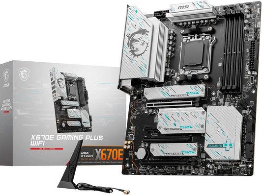 MSI X670E Gaming Plus WiFi Mainboard, ATX - Unterstützt AMD Ryzen 7000 Prozessoren, AM5-14 Duet Rail 80A SPS, DDR5 7800 MHz/OC, PCIe 5.0 x16, M.2 Gen5, 2.5G LAN, Wi-Fi 6E