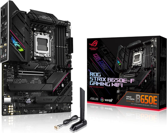ASUS ROG STRIX B650E-F GAMING WIFI Mainboard Sockel AMD AM5 (Ryzen 7000, ATX, DDR5 Speicher, 12+2 Power Stages, USB 3.2 Gen 2x2 Typ-C, PCIe 5.0, Q-Release, WiFi 6E, Aura Sync)
