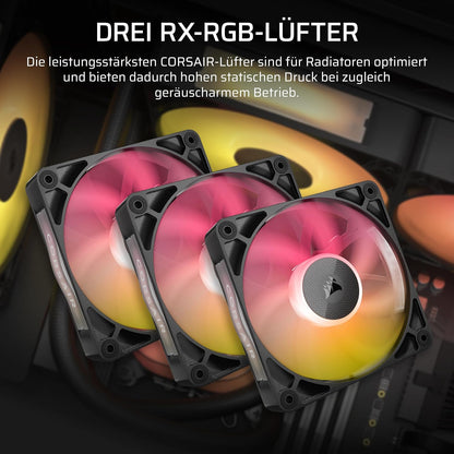 CORSAIR iCUE LINK Titan 360 RX LCD CPU-Flüssigkeitskühler – 360mm AIO – FlowDrive-Kühl-Engine – Intel LGA 1851/1700, AMD AM5/AM4 – 3X RX120 RGB-Lüfter – iCUE LINK-System-Hub Inbegriffen – Schwarz
