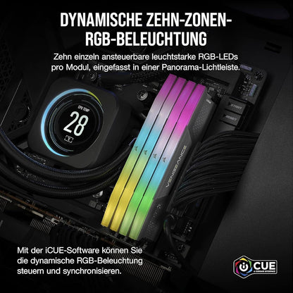 CORSAIR VENGEANCE RGB DDR5 RAM 32GB (2x16GB) 6000MHz CL30-36-36-76 1.40V AMD EXPO Intel XMP 3.0 Desktop-Arbeitsspeicher – Grau (CMH32GX5M2B6000Z30K)
