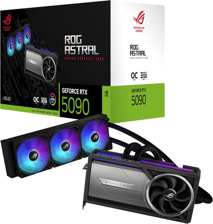 ASUS ROG Astral LC GeForce RTX 5090 32GB GDDR7 OC Edition Gaming Grafikkarte mit All-in-One-Flüssig-CPU-Wasserkühlung (Nvidia DLSS4, PCIe 4.0, DP 2.1b, 360mm AIO-Kühler, ROG-ASTRAL-LC-RTX5090-O32G)
