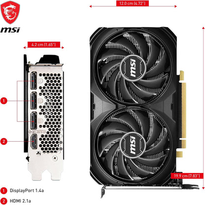 MSI GeForce RTX 4060 Ti Ventus 2X Black 8G OC Grafikkarte -NVIDIA RTX 4060 Ti, 8 GB GDDR6 Speicher, 18Gbps, PCIe 4.0, DLSS3