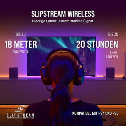CORSAIR HS80 RGB WIRELESS Multiplattform-Gaming-Headset - Dolby Atmos - Omnidirektionales Mikrofon - iCUE-Kompatibel - PC, Mac, PS5, PS4 - Carbon