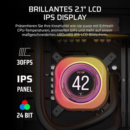 CORSAIR iCUE LINK Titan 360 RX LCD CPU-Flüssigkeitskühler – 360mm AIO – FlowDrive-Kühl-Engine – Intel LGA 1851/1700, AMD AM5/AM4 – 3X RX120 RGB-Lüfter – iCUE LINK-System-Hub Inbegriffen – Schwarz