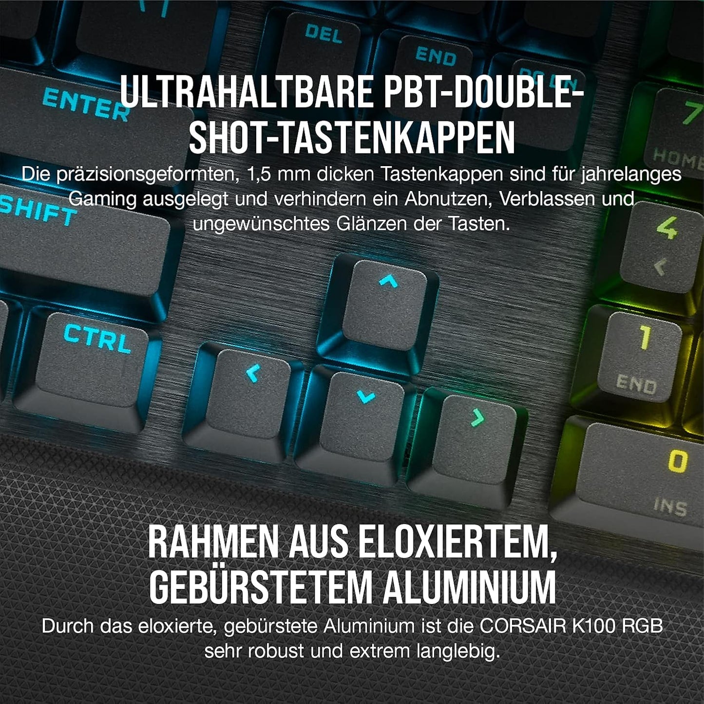 CORSAIR K100 RGB Optisch-Mechanische Kabelgebundene Gaming-Tastatur - OPX Linear-Schalter - PBT Double-Shot Tastenkappen - Elgato Stream Deck & iCUE Kompatibel - PC, Mac, Xbox - QWERTZ DE - Schwarz