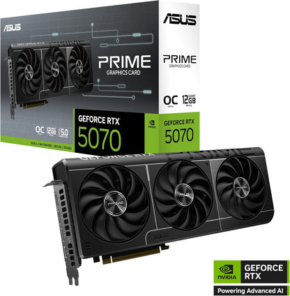 ASUS Prime GeForce RTX 5070 12GB GDDR7 OC Edition Gaming Grafikkarte (NVIDIA Blackwell Architektur und DLSS 4, 2,5-Slot Design, SSF, PCIe 5.0, 3X DisplayPort 2.1b, 1x HDMI 2.1b, PRIME-RTX5070-O12G)
