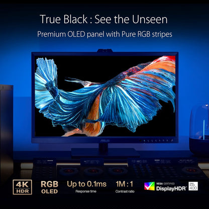 ASUS ProArt OLED PA32DC - 32 Zoll 4K UHD Professioneller Monitor - 16:9, 3840x2160, 10-bit - Kolorimeter, Auto Kalibrierung, ergonomisch, Calman, DisplayHDR 400 - DP, HDMI, 65W USB-C, USB-Hub