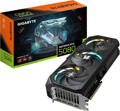 Gigabyte GeForce RTX 5080 Gaming OC 16G Grafikkarte - 16GB GDDR7, 256 Bit, PCI-E 5.0, 2730MHz Core Clock, 3 x DisplayPort, 1 x HDMI, GV-N5080GAMING OC-16GD