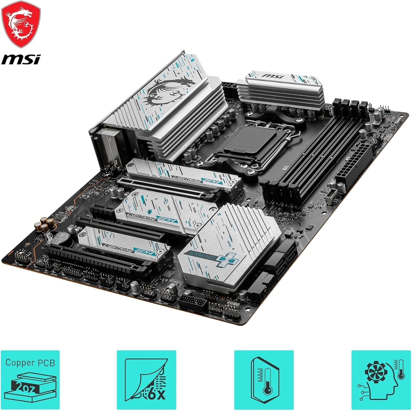 MSI X670E Gaming Plus WiFi Mainboard, ATX - Unterstützt AMD Ryzen 7000 Prozessoren, AM5-14 Duet Rail 80A SPS, DDR5 7800 MHz/OC, PCIe 5.0 x16, M.2 Gen5, 2.5G LAN, Wi-Fi 6E