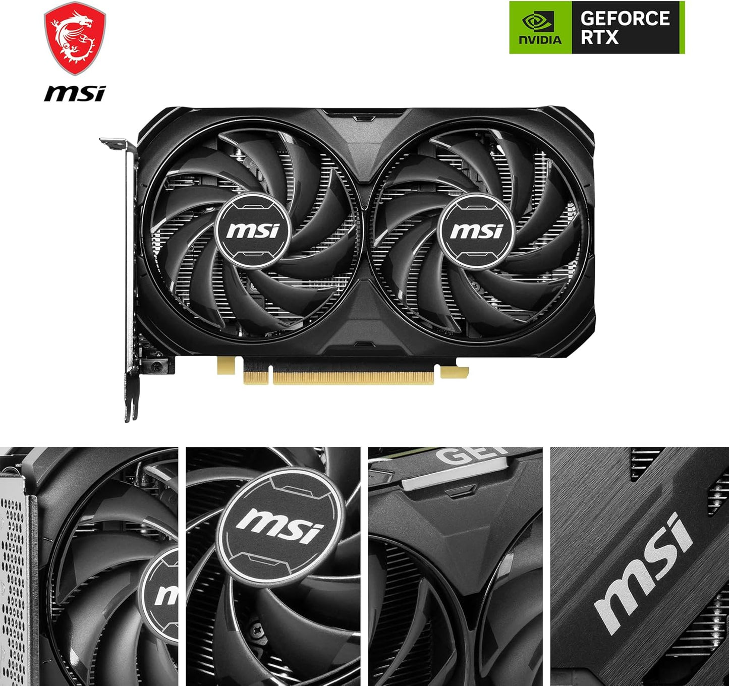 MSI GeForce RTX 4060 Ti Ventus 2X Black 8G OC Grafikkarte -NVIDIA RTX 4060 Ti, 8 GB GDDR6 Speicher, 18Gbps, PCIe 4.0, DLSS3