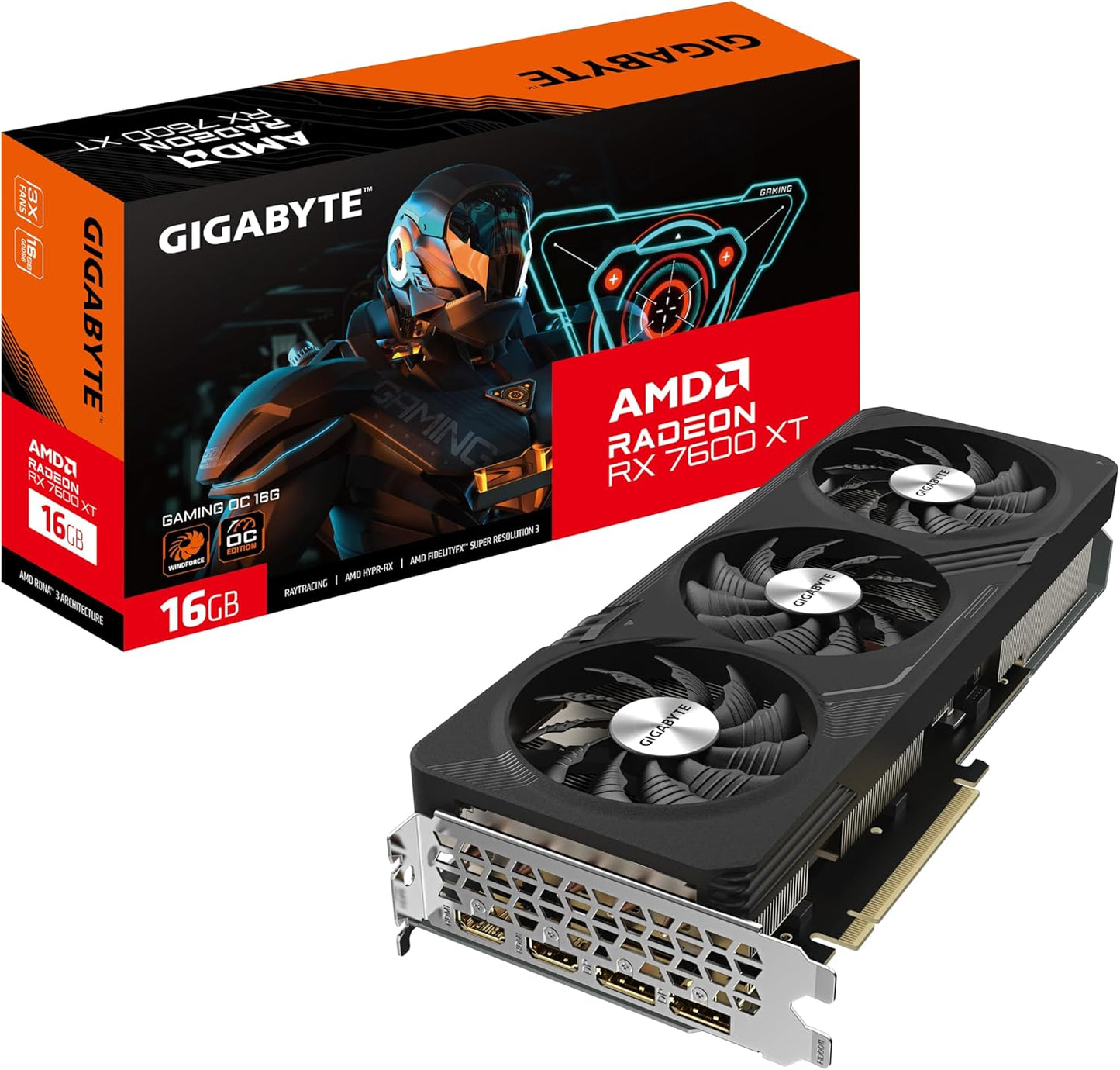 Gigabyte Radeon RX 7600XT Gaming OC Grafikkarte - 16GB GDDR6, 2X HDMI, 2X DP - GV-R76XTGAMING OC-16GD