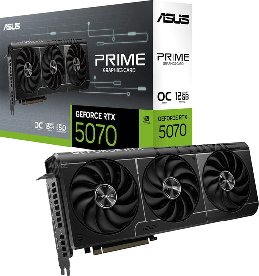 ASUS Prime GeForce RTX 5070 12GB GDDR7 OC Edition Gaming Grafikkarte (NVIDIA Blackwell Architektur und DLSS 4, 2,5-Slot Design, SSF, PCIe 5.0, 3X DisplayPort 2.1b, 1x HDMI 2.1b, PRIME-RTX5070-O12G)