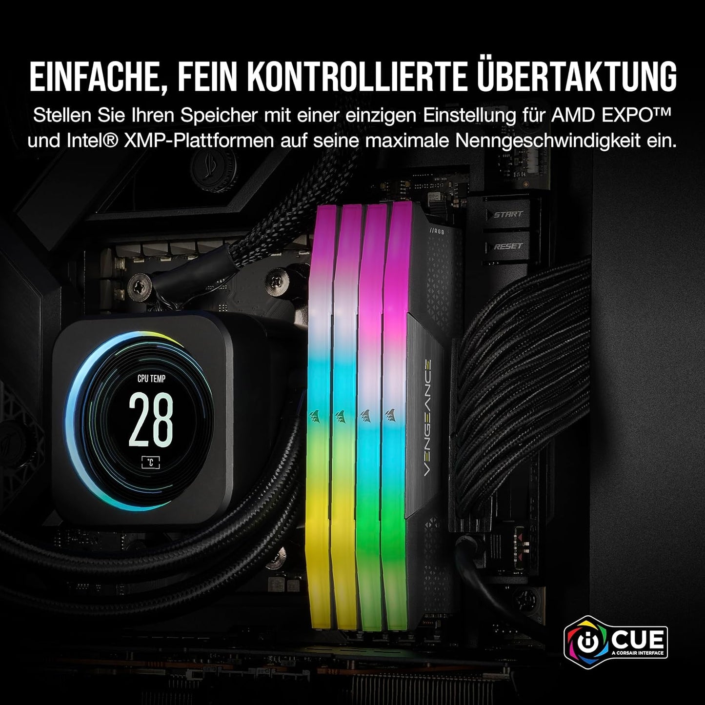 CORSAIR VENGEANCE RGB DDR5 RAM 32GB (2x16GB) 6000MHz CL30-36-36-76 1.40V AMD EXPO Intel XMP 3.0 Desktop-Arbeitsspeicher – Grau (CMH32GX5M2B6000Z30K)