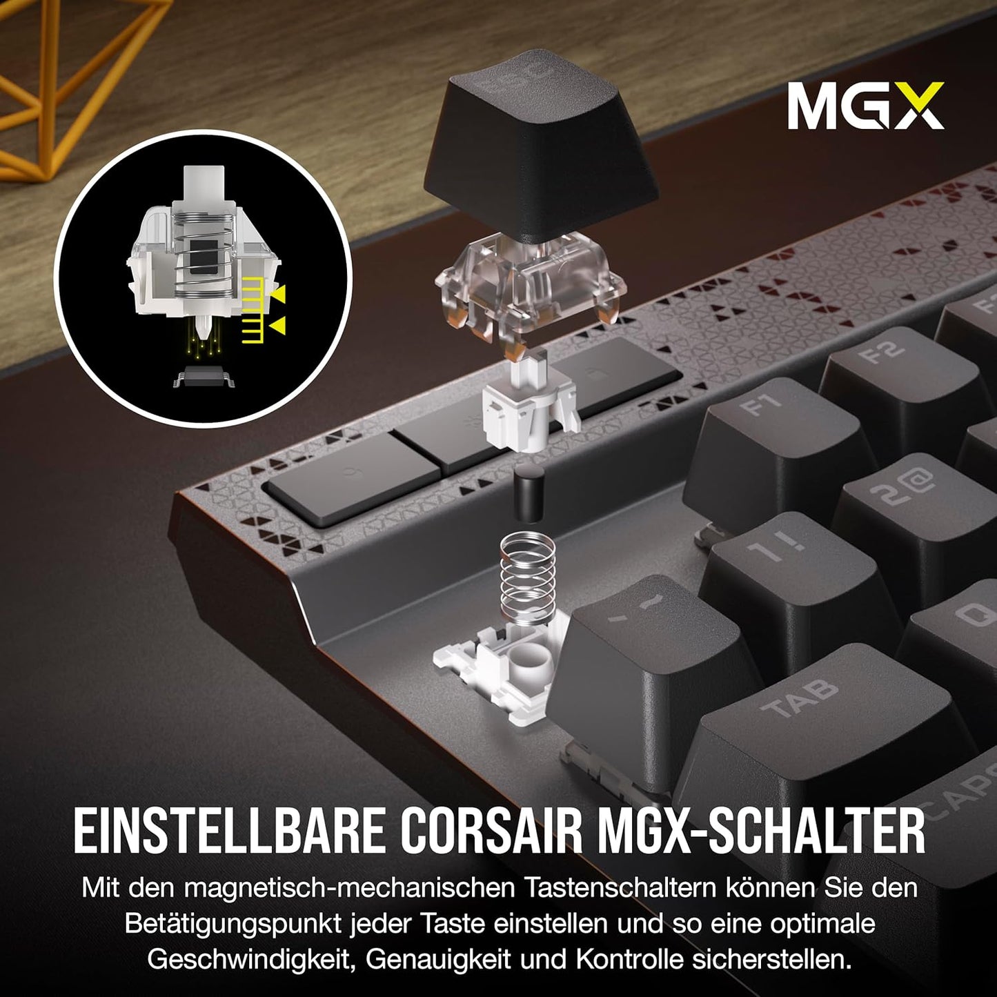 CORSAIR K70 MAX RGB Magnetisch-Mechanische Kabelgebundene Gaming-Tastatur - MGX Einstellbare Schalter, SOCD und Rapid Trigger, PBT Double-Shot-Tastenkappen, Schalldämpfung, 8000Hz, QWERTZ DE - Grau