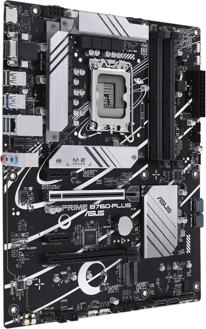 ASUS Prime B760-PLUS Intel B760 (13. und 12. Generation) LGA1700 ATX Motherboard PCIe 5.0, DDR5, 3X PCIe 4.0 M.2 Slots, 2,5 GB LAN, DP, HDMI, USB 3.2 Gen 2x2 Typ-C, Front USB 3.2 Gen 1 Type-C,
