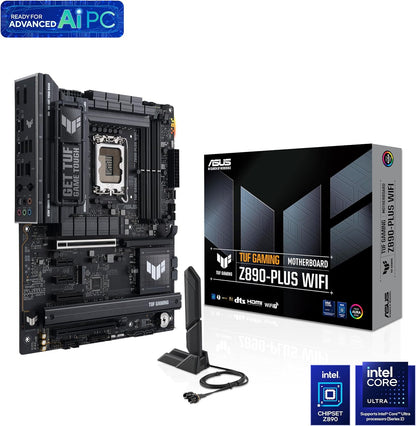 ASUS TUF Gaming Z890-PLUS WiFi Mainboard Sockel Intel LGA 1851 (ATX, PCIe 5.0, DDR5, DisplayPort, HDMI, Thunderbolt 4, 4X M.2, WiFi 7, Q-Release, Aura Sync)
