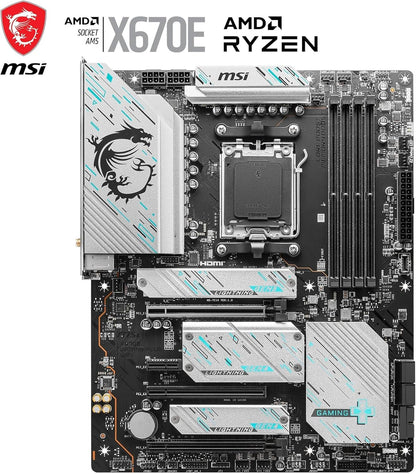 MSI X670E Gaming Plus WiFi Mainboard, ATX - Unterstützt AMD Ryzen 7000 Prozessoren, AM5-14 Duet Rail 80A SPS, DDR5 7800 MHz/OC, PCIe 5.0 x16, M.2 Gen5, 2.5G LAN, Wi-Fi 6E