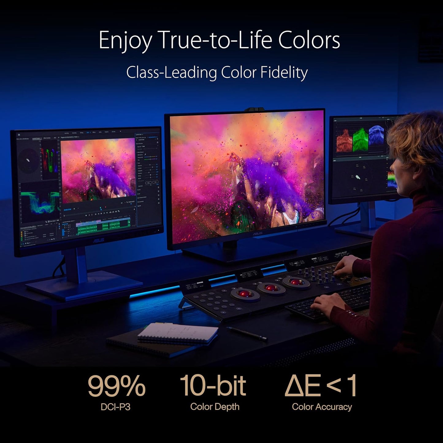 ASUS ProArt OLED PA32DC - 32 Zoll 4K UHD Professioneller Monitor - 16:9, 3840x2160, 10-bit - Kolorimeter, Auto Kalibrierung, ergonomisch, Calman, DisplayHDR 400 - DP, HDMI, 65W USB-C, USB-Hub