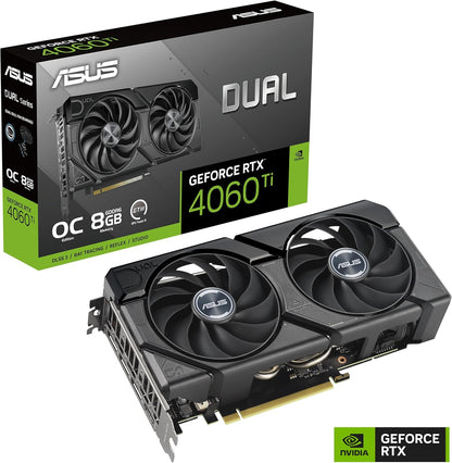 ASUS Dual GeForce RTX 4060 Ti EVO OC Edition 8GB GDDR6 Gaming Grafikkarte (Nvidia RTX4060Ti EVO DLSS 3, PCIe 4.0, 1x HDMI 2.1a, 3X DisplayPort 1.4a, DUAL-RTX4060TI-O8G-EVO)