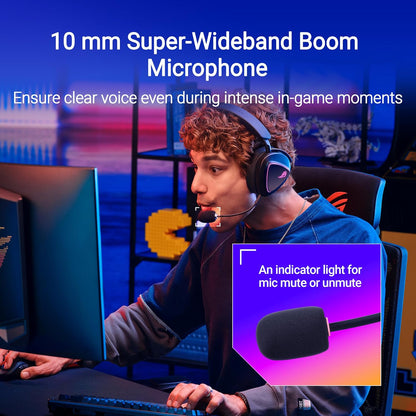 ASUS ROG Delta II kabelloses RGB Gaming Headset (ROG SpeedNova, Bluetooth 2,4 GHz, kabelgebunden 3,5-mm-Anschluss, 10 mm Super-Breitband-Boom-Mikrofon, DualFlow Audio, 110h Akkulaufzeit, Aura Sync)