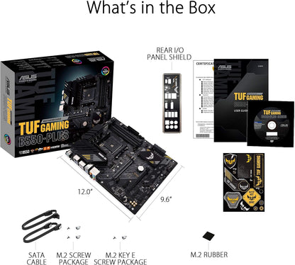 ASUS TUF Gaming B550-Plus Mainboard Sockel AM4 (ATX, Ryzen, PCIe 4.0, 2x M.2, 2Gbit/s Ethernet, SATA 6Gbit/s, USB 3.2 Gen 2 Typ-A/C, Aura Sync)